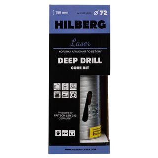 Коронка алмазная по бетону 72*150 мм Hilberg Laser Deep Drill
