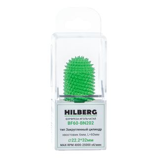 Борфреза игольчатая HILBERG, хв-к 6мм, тип Закругленный цилиндр 22.2*32мм, L=60мм,