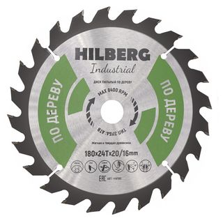 Диск пильный Hilberg Industrial Дерево 180*20/16*24Т