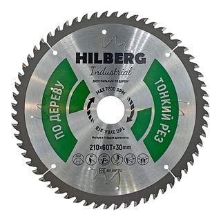 Диск пильный Hilberg Industrial Дерево тонкий рез 210*30*60Т