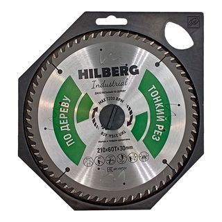 Диск пильный Hilberg Industrial Дерево тонкий рез 210*30*60Т