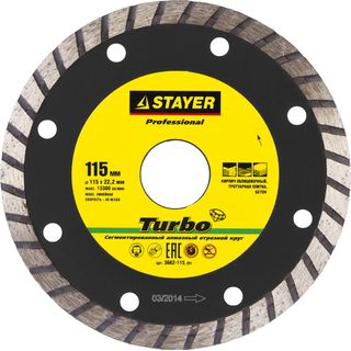 Круг алмазный STAYER "PROFESSIONAL", сегментированный 22,2х115мм, 3662-115_z01