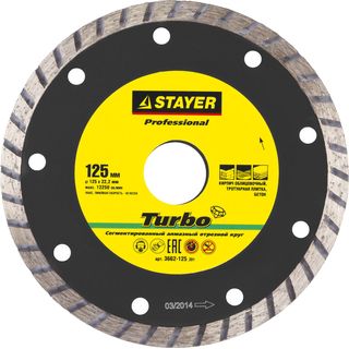 Круг алмазный STAYER "PROFESSIONAL", сегментированный 22,2х125мм, 3662-125_z01