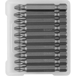 Биты ЗУБР "МАСТЕР" кованые, E 1/4", PH2, 50мм (10шт), 26001-2-50-10