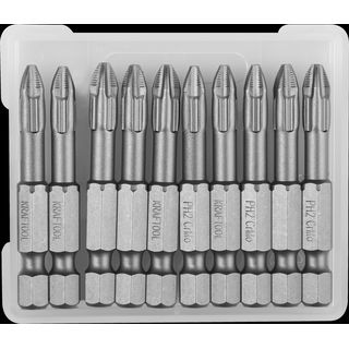 Биты KRAFTOOL "ЕХPERT" торсионные кованые, Cr-Mo сталь, E 1/4", PH2, 50мм, 10шт, 26121-2-50-10