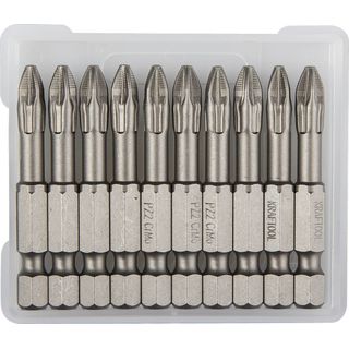 Биты KRAFTOOL "ЕХPERT" торсионные кованые, Cr-Mo сталь, E 1/4", PZ2, 50мм, 10шт, 26123-2-50-10