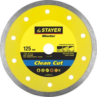 Круг алмазный STAYER "MASTER" сплошной, влажная резка, 22,2х125мм, 36675-125