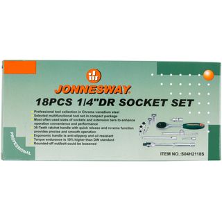 Набор головок торцевых 1/4"DR, 4-13 мм, 18 предметов