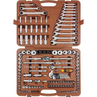 Специальный набор инструмента, торцевые головки 1/4", 3/8", 1/2"DR, 4-32 мм и SAE 5/32"--1-1/4", ударные торцевые головки 1/2"DR, 17-23 мм, 150 предметов