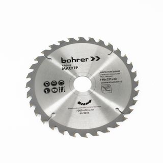 Диск пильный по дереву Bohrer Мастер 190x30/20 мм, 32Т зуба (оптимальный рез)