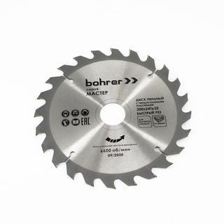 Диск пильный тв. по дереву Bohrer Мастер 200x32/30 мм, 24Т зуба (быстрый рез)