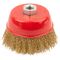 Корщетка-чашка, гайка М14, стальная латунированная волнистая проволока 100 мм FIT IT 39270